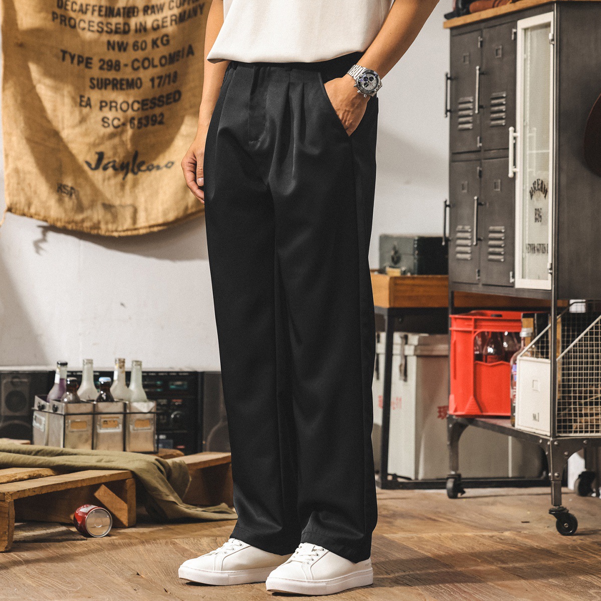 美式垂感直筒行政休閒西褲男2025新款潮牌高級感免燙秋季寬鬆長褲