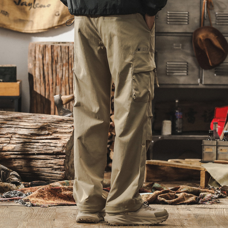 美式潮牌復古工裝褲子男秋季2024新款戶外機能潮牌寬鬆直筒傘兵褲