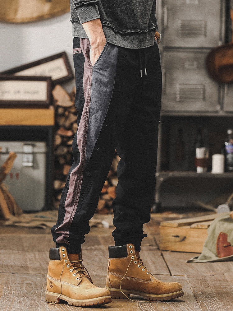 潮牌工裝褲男寬鬆束腳休閒褲男2024新款夏季小眾個性痞帥男生褲子