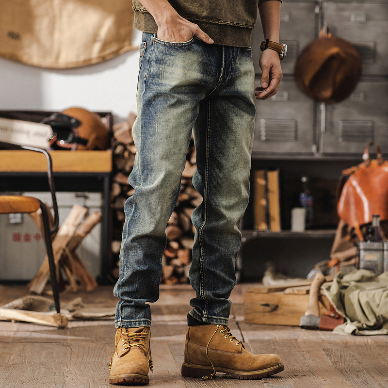 美式復古重磅水洗牛仔褲2025新款潮牌直筒休閒褲男春秋款加絨褲子