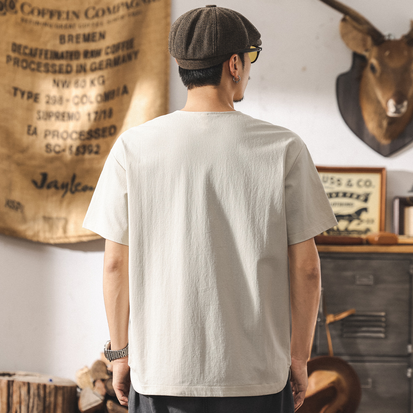 中式國風男士短袖Polo衫夏季新款國潮復古t恤男裝寬鬆體恤上衣男T