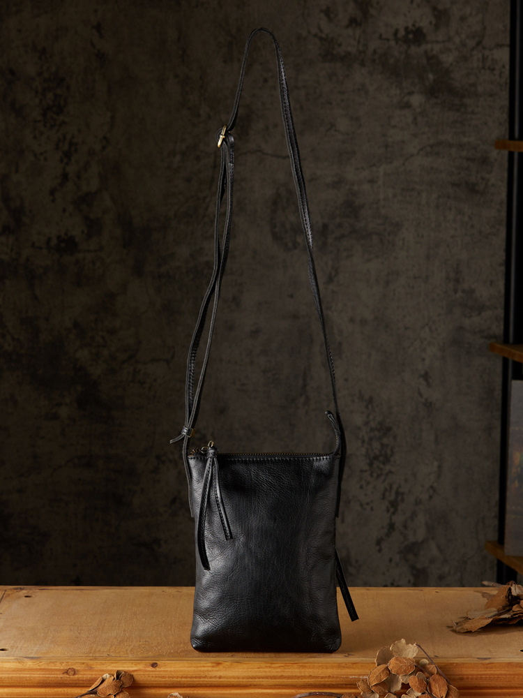 手工植鞣牛皮手機包男豎款單肩包休閒百搭質感頭層牛皮斜挎小包女