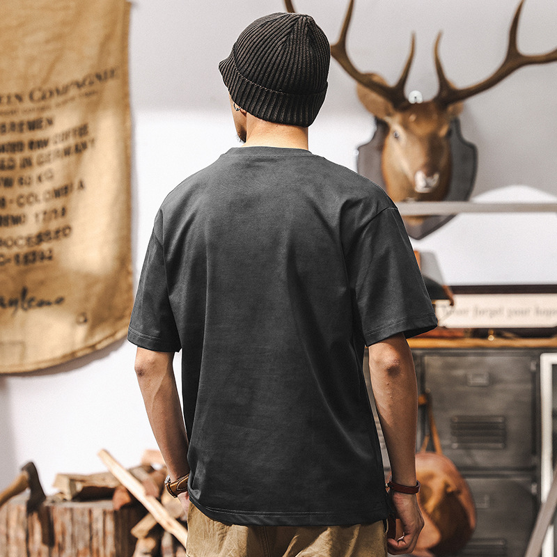 雲染洗褪涼感T恤男夏季2025新款短袖美式復古潮流寬鬆休閒上衣男T