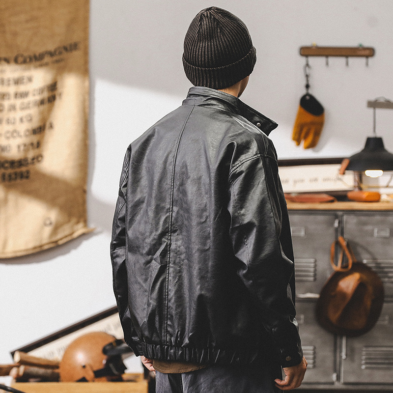 美式復古軟皮衣外套男春秋款寬鬆潮牌機車服硬漢帥氣皮夾克男秋季