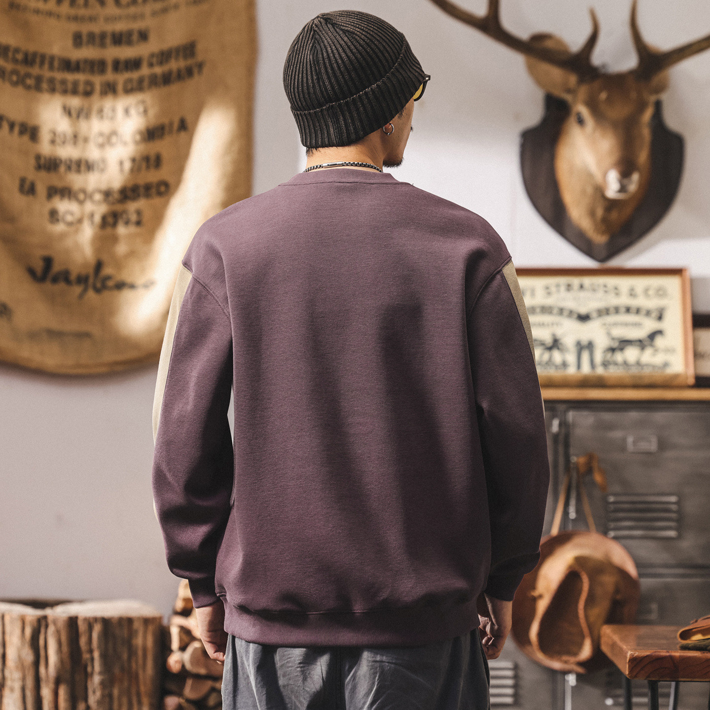 美式重磅復古加絨衛衣男冬季新款加厚潮牌立體鋼印寬鬆休閒上衣男