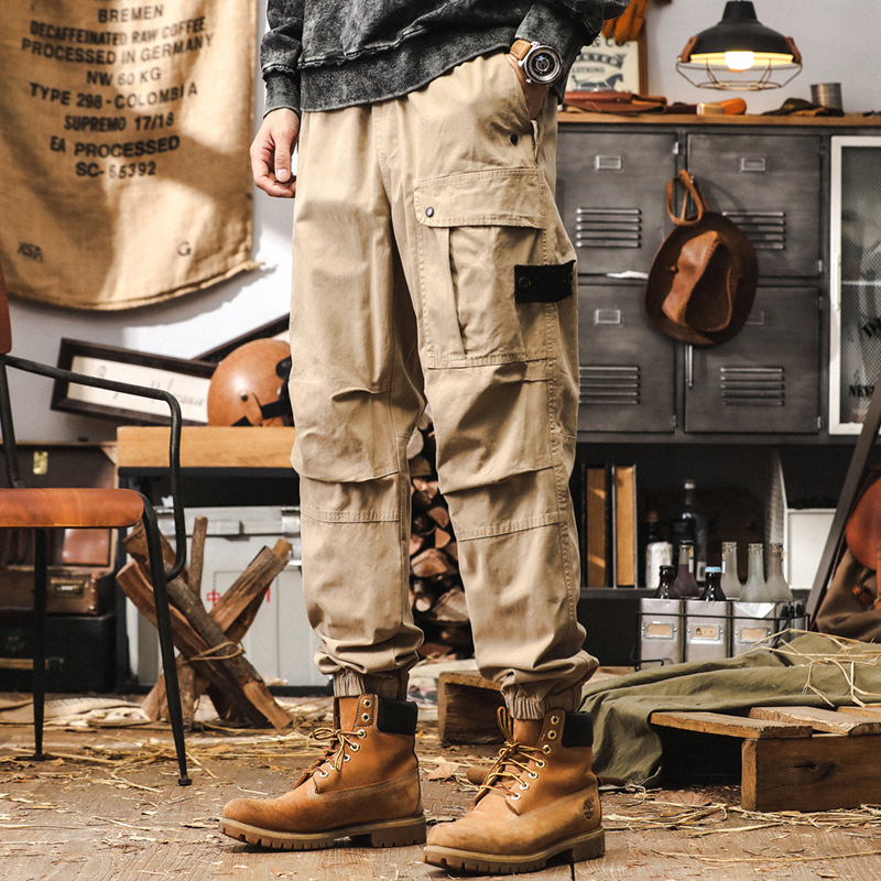 美式復古工裝褲子男春秋款潮牌寬鬆直筒男士休閒褲秋季束腳戰術褲