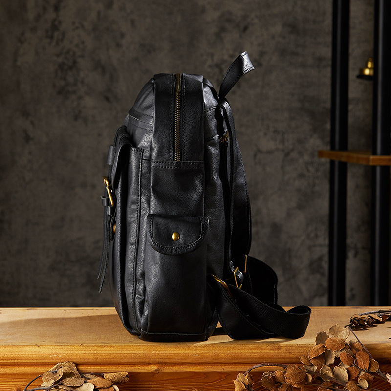 手工牛皮雙肩包男背包女士真皮休閒旅行包電腦包簡約潮流男包女包