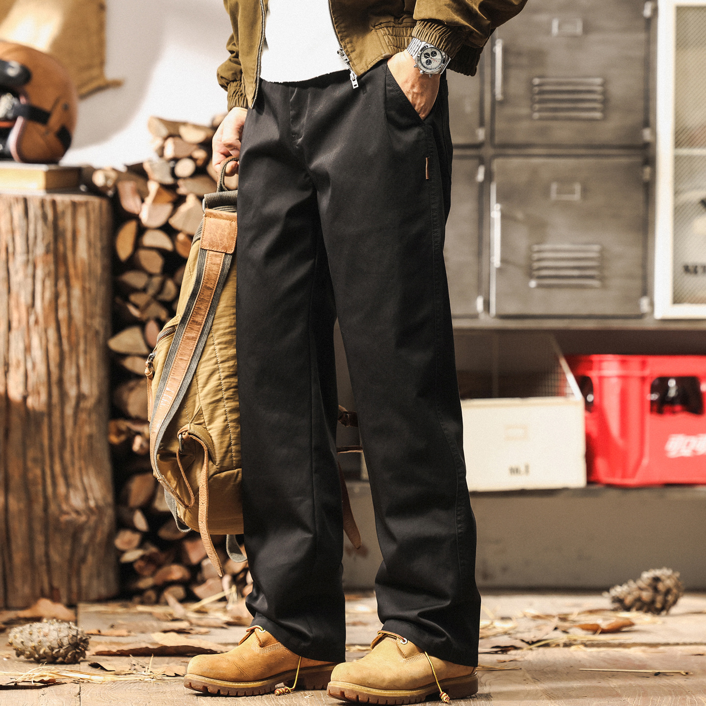 美式復古黑色休閒褲男2025新款簡約直筒長褲潮牌寬鬆秋季男士褲子