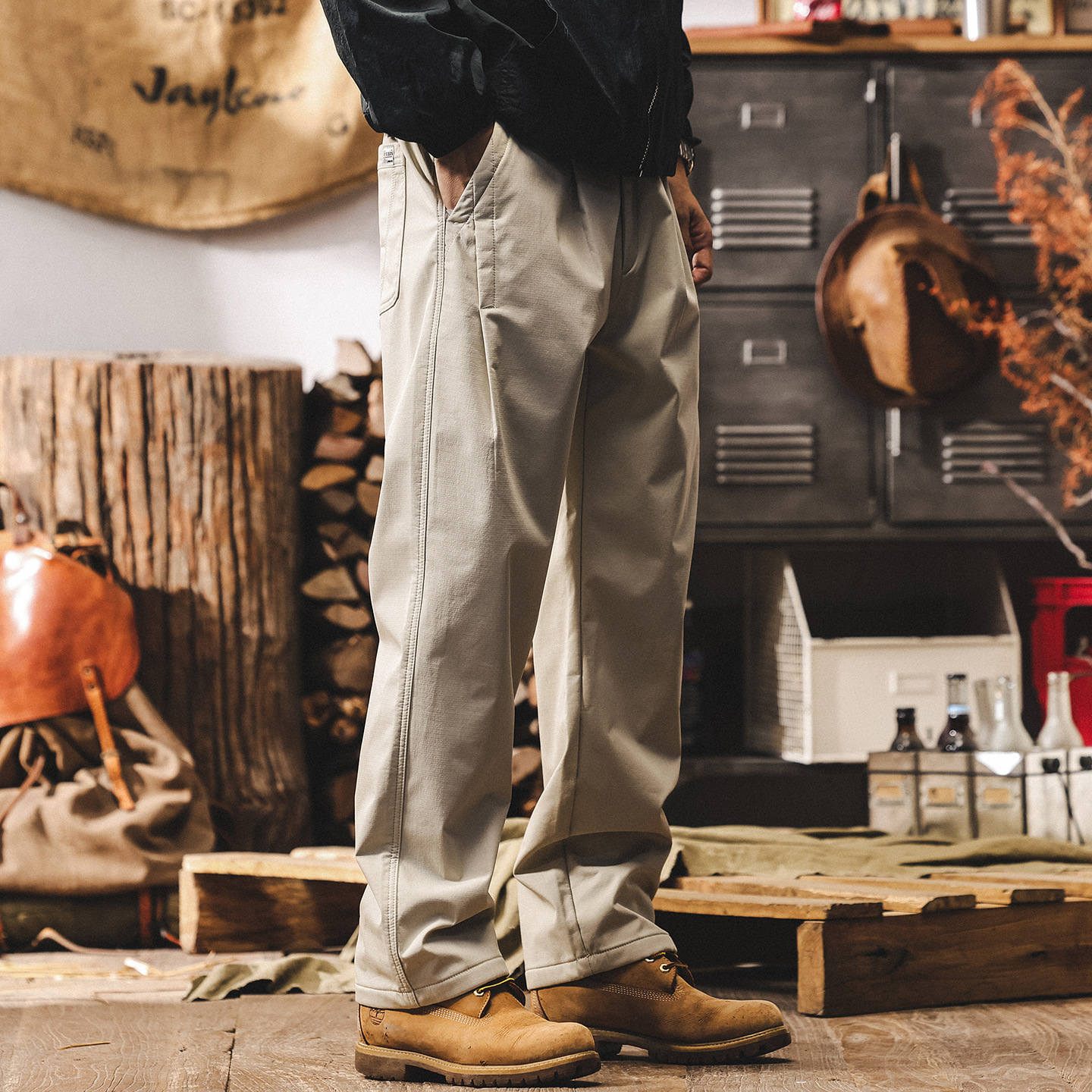 美式復古直筒加絨褲子男士2025新款冬季加厚潮牌男褲寬鬆休閒長褲