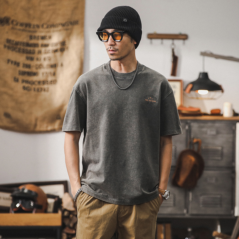 美式復古重磅T恤男夏季短袖寬鬆男士新款上衣潮牌水洗半袖體恤男