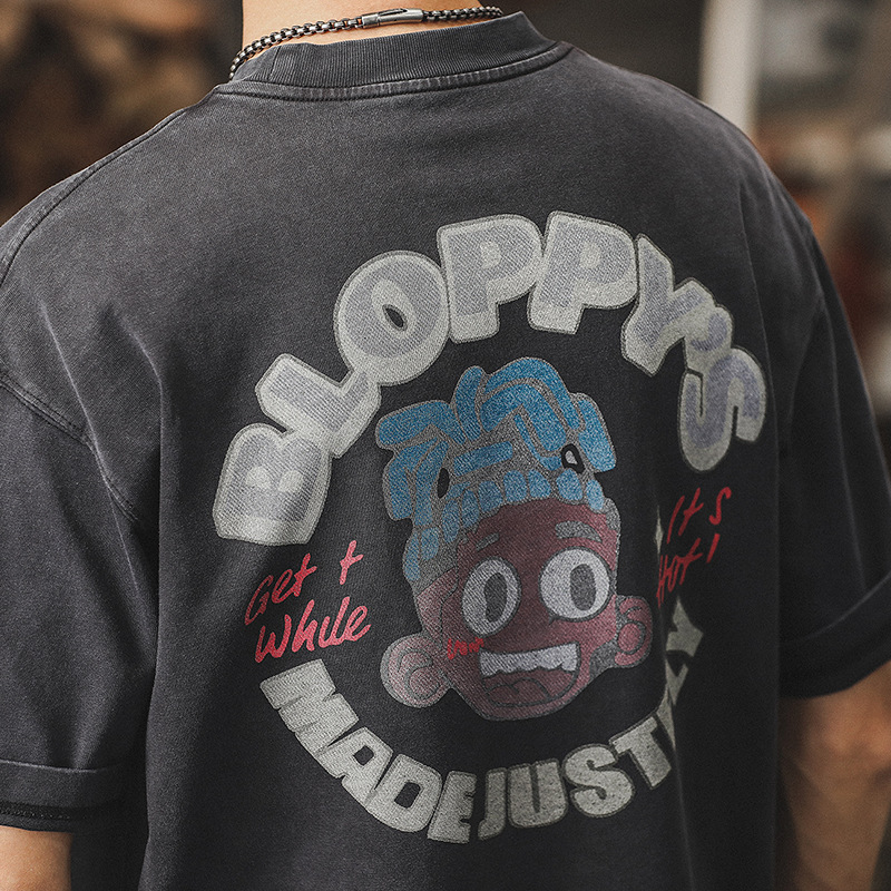 2024新款潮牌短袖男夏季300g重磅T恤男美式復古水洗寬鬆半袖體恤