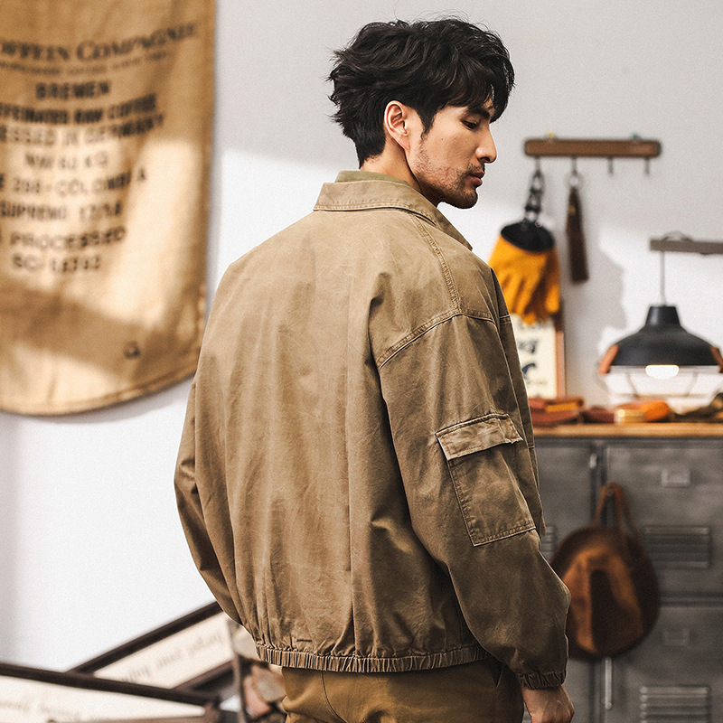 美式重磅復古牛仔外套男春秋款戶外工裝寬鬆潮牌秋季硬漢獵裝夾克