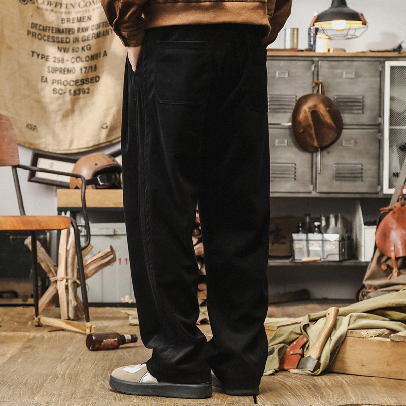 美式復古雪尼爾褲子男秋冬款潮牌寬鬆休閒直筒加厚重磅衛褲男秋季