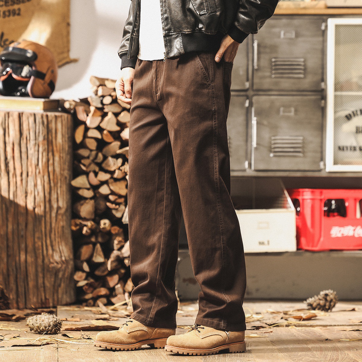 美式復古工裝褲子男秋季2025新款潮牌美拉德咖色寬鬆直筒休閒長褲