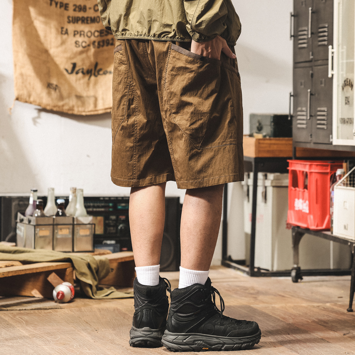 美式復古工裝短褲男夏季薄款戶外潮牌直筒速幹五分褲寬鬆潮牌中褲