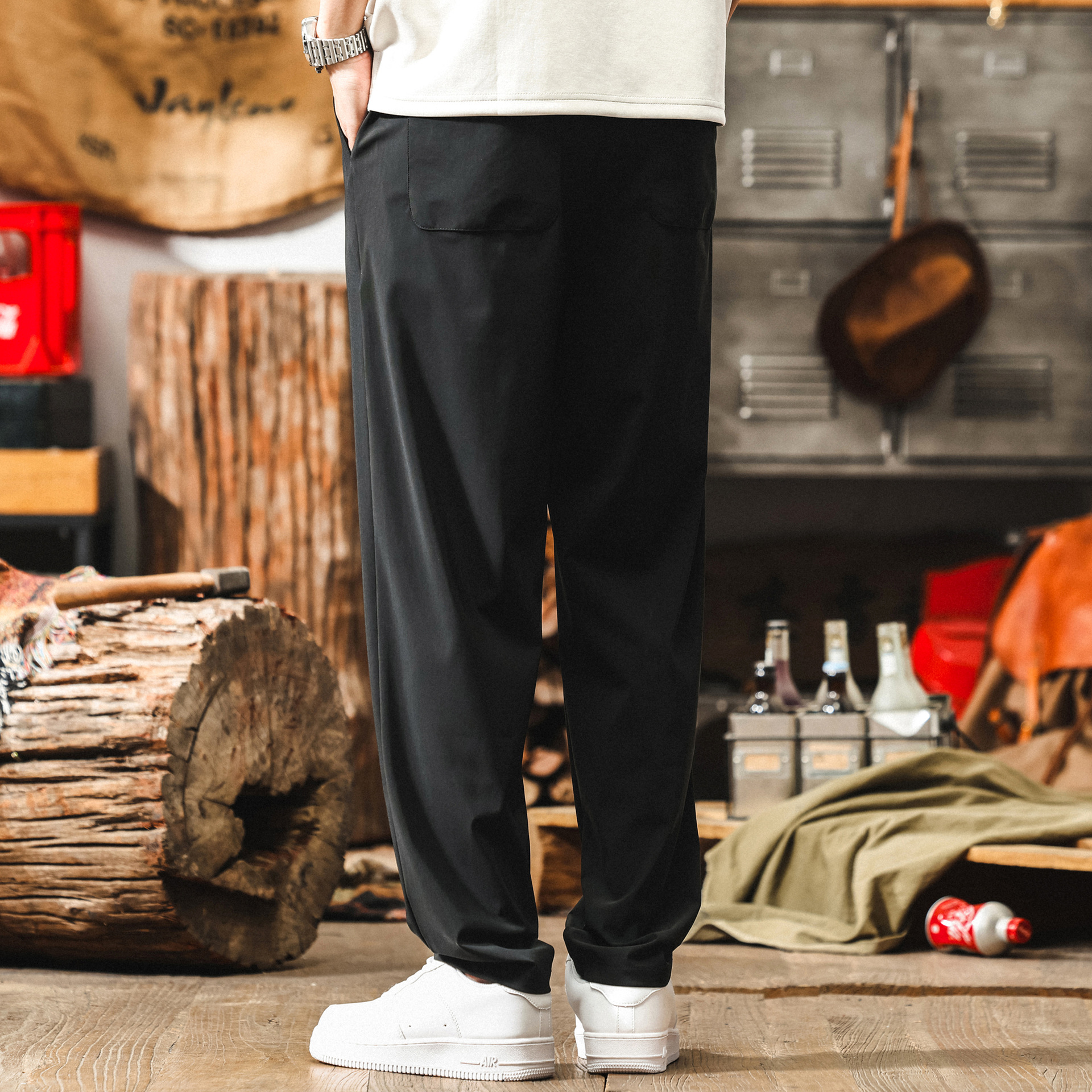 夏季薄款涼感休閒褲男2025新款冰絲褲子男寬鬆直筒戶外速乾運動褲