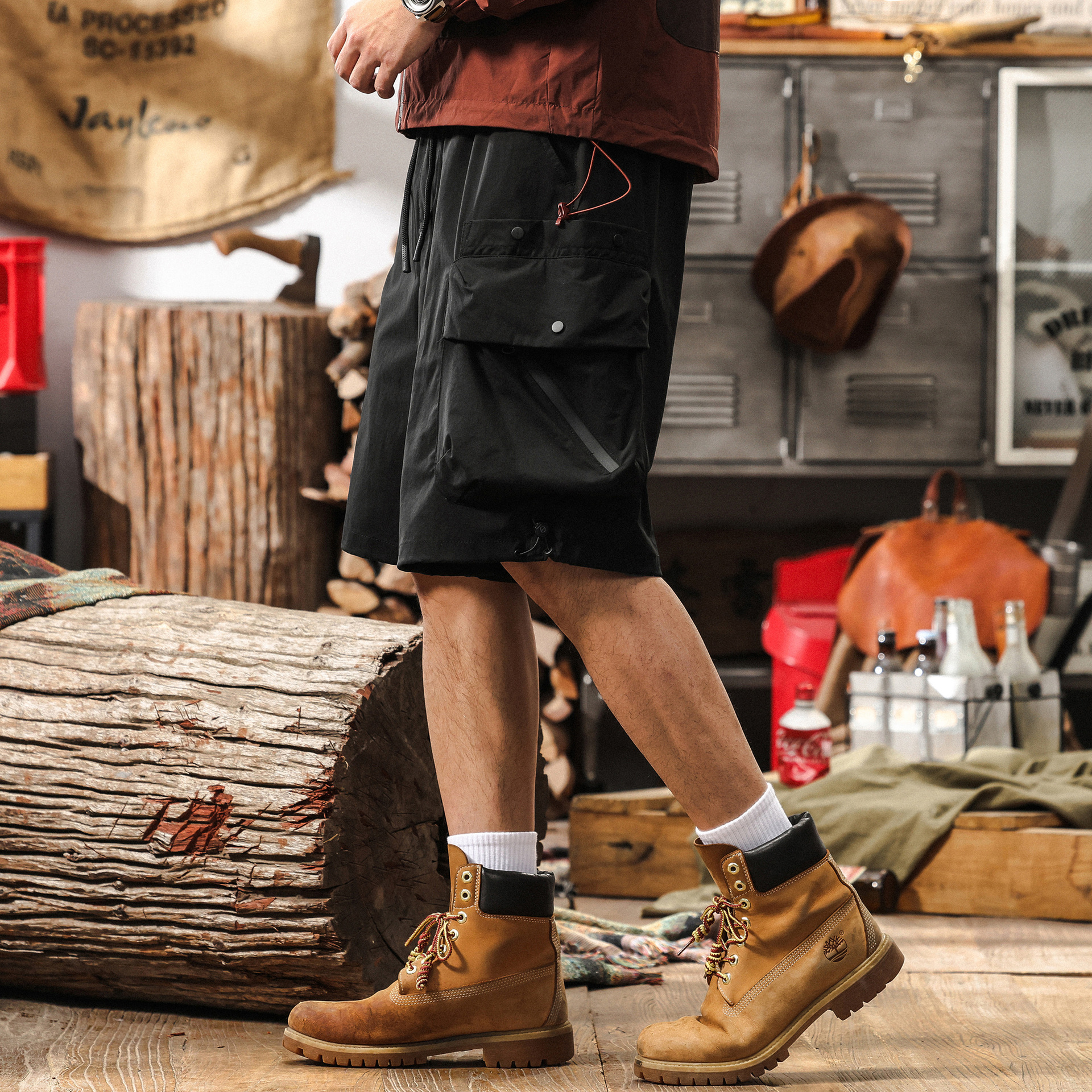 美式復古夏季潮牌工裝短褲男士2025新款寬鬆直筒戶外機能五分褲男