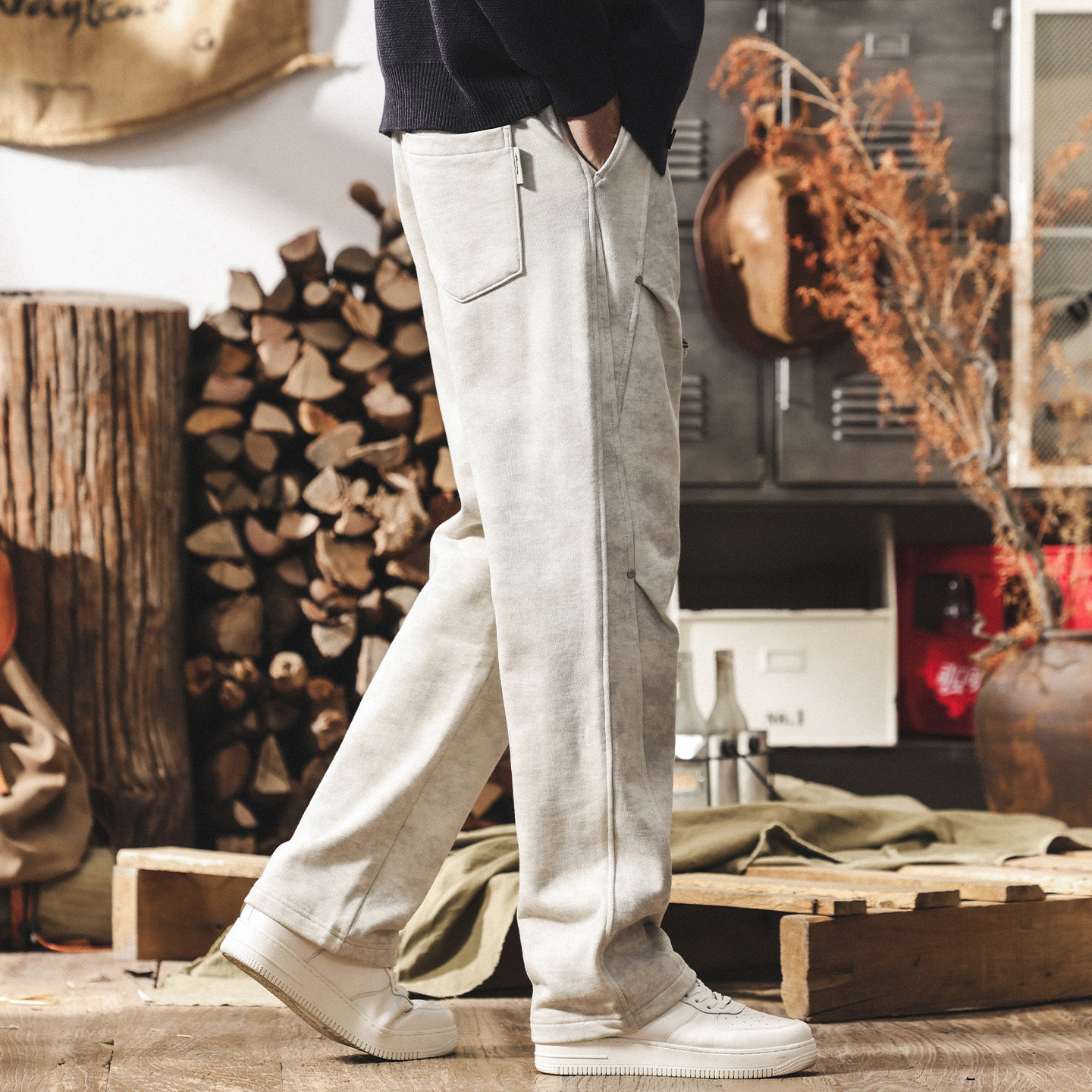 美式復古重磅扎染髒髒褲子男春季新款潮流直筒運動衛褲寬鬆休閒褲