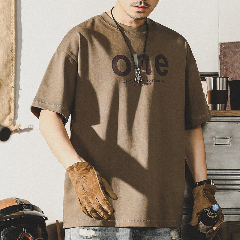 杰雷諾厚實挺闊385g重磅T恤男夏季短袖寬鬆大碼ins潮牌美式T恤男