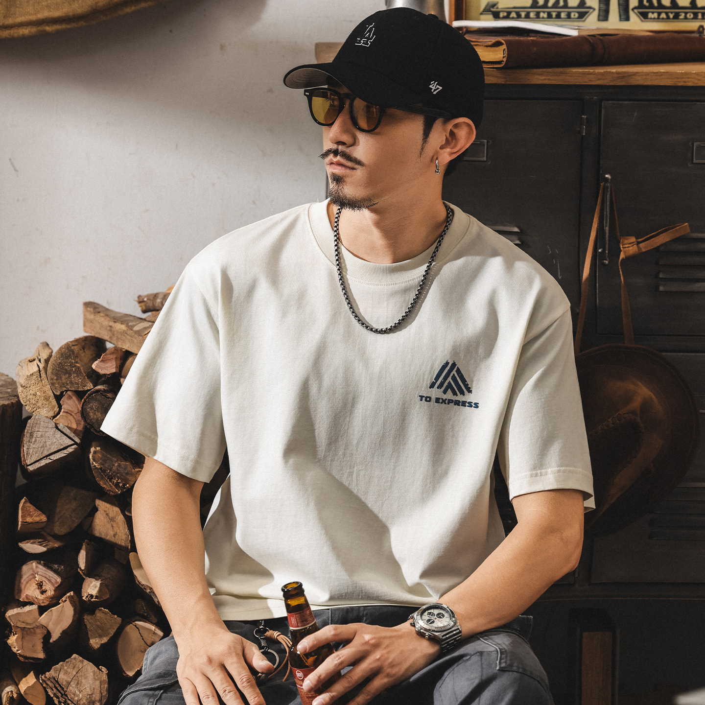 夏季男士短袖2025新款潮流t恤男裝寬鬆半袖體恤休閒美式印花上衣T