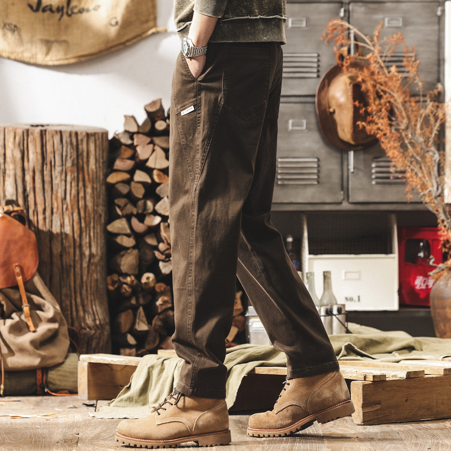 美式復古加絨工裝褲男款2025冬季潮牌直筒男士褲子加厚寬鬆休閒褲