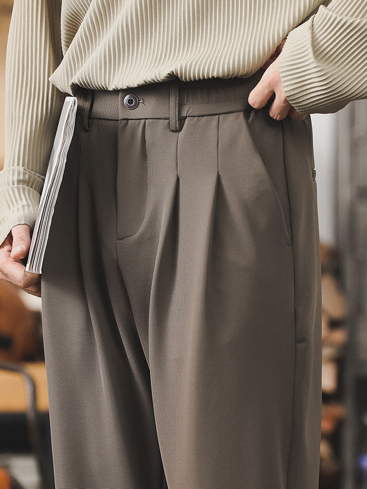 夏季薄款休閒西褲男高級感直筒垂感冰絲褲子男士寬鬆大碼男款長褲