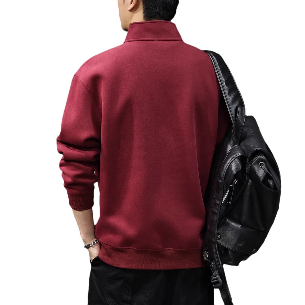 秋季重磅半開POLO領衛衣男美式潮牌刺繡外穿長袖寬鬆套頭休閒外套