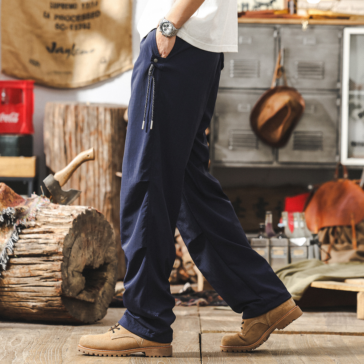 夏季薄款褲子男寬鬆闊腿休閒長褲美式潮牌直筒機能戶外速幹傘兵褲