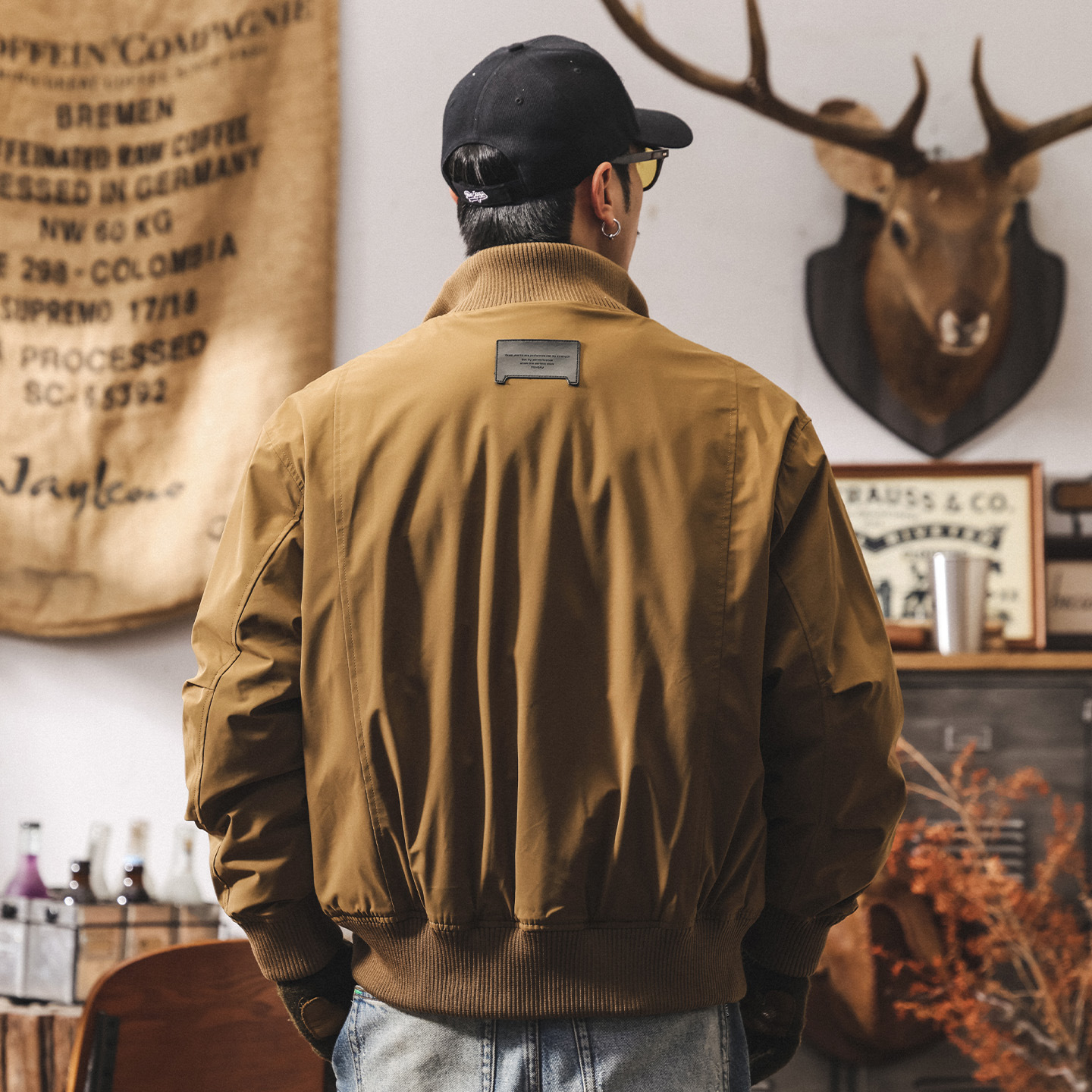 美式復古90白鴨絨短款羽絨服男冬季加厚保暖寬鬆工裝飛行夾克外套