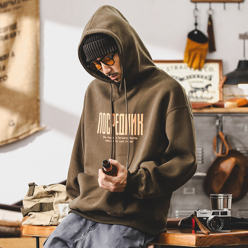 美式重磅復古原宿風衛衣男秋季寬鬆2024新款休閒連帽外套男春秋款