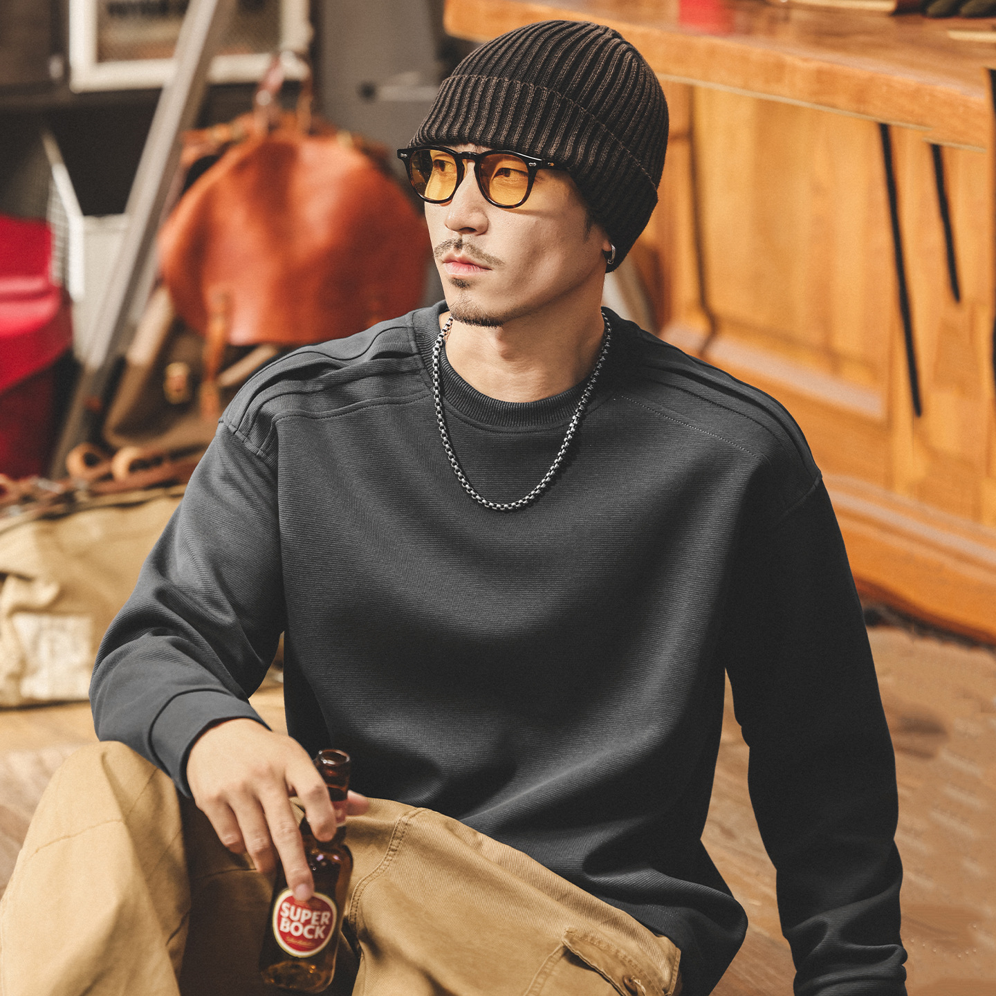 美式復古300g重磅t恤男秋季新款寬鬆大碼男裝潮流長袖男士上衣潮T