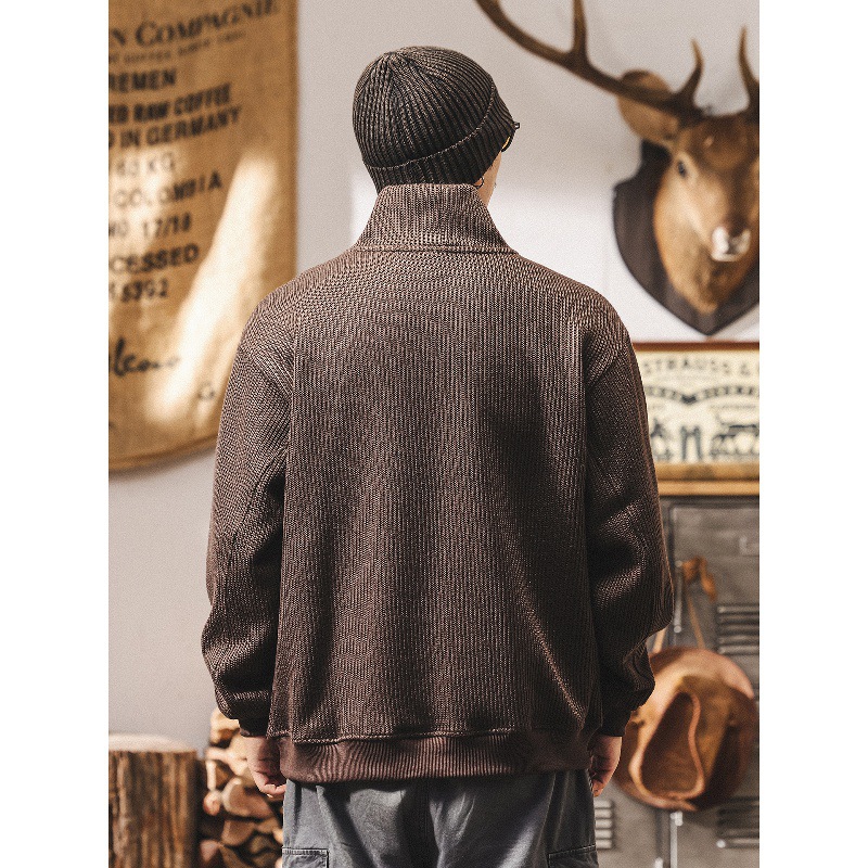 美式復古重磅高領護頸衛衣男春秋潮牌保暖寬鬆打底衫休閒男士上衣