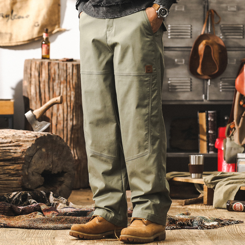美式復古重磅工裝褲子男秋季2024新款潮牌寬鬆直筒闊腿男士休閒褲