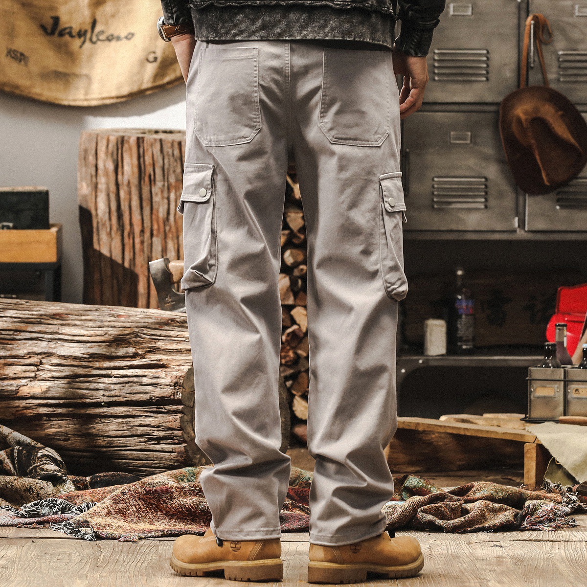 美式機能傘兵工裝褲子男秋季新款潮牌戶外通勤長褲寬鬆男士休閒褲