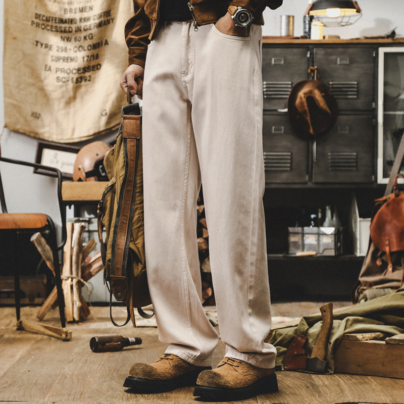 美式經典復古直筒牛仔褲男秋季潮牌褲子男寬鬆簡約百搭男士休閒褲