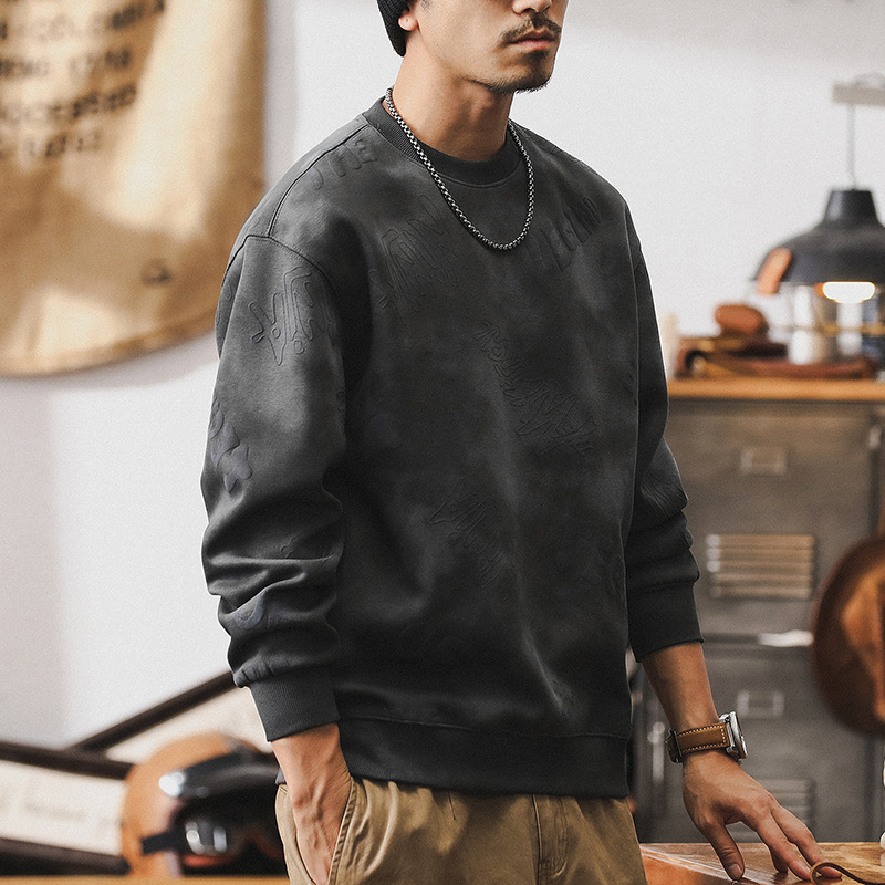 杰雷諾雲染洗褪美式重磅衛衣男秋季2024新款寬鬆復古痞帥上衣男裝