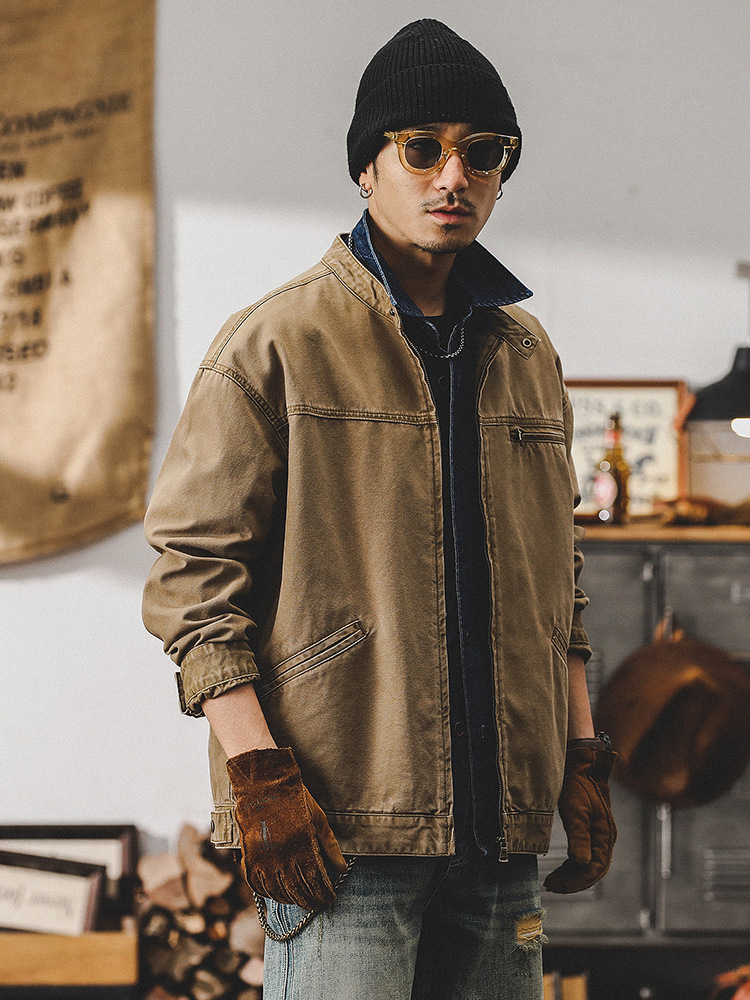 美式经典复古硬汉立领工装休闲夹克外套男春秋成熟痞帅春季外套男