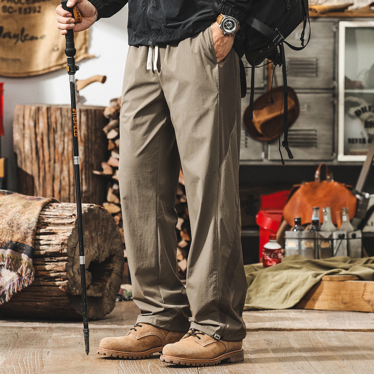 冰絲涼感褲子男夏季薄款戶外運動男士休閒褲通勤寬鬆美式速幹長褲