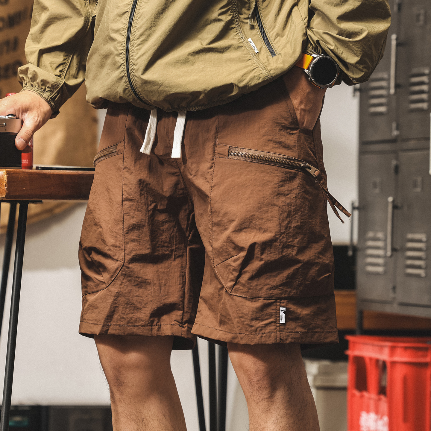 冰絲速幹工裝短褲男2025夏季新款潮牌褲子男寬鬆山系美式五分中褲