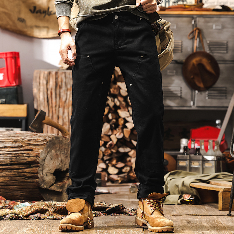 美拉德工裝褲子男春季2025新款美式復古伐木褲男士直筒休閒褲子男