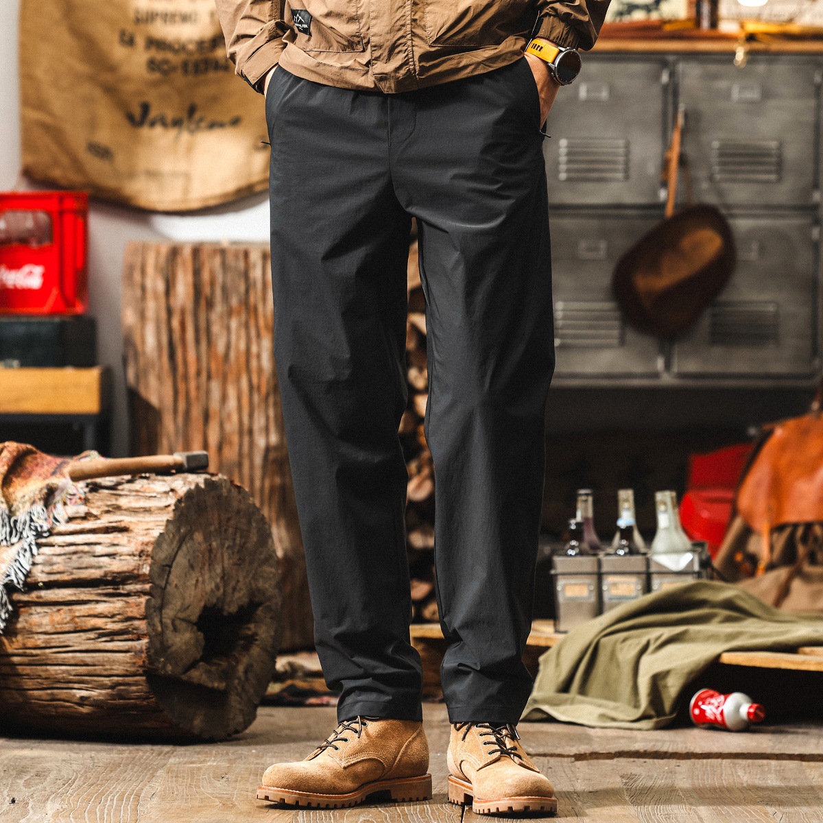 夏季涼感薄款冰絲褲子男士2025新款戶外通勤速幹寬鬆直筒休閒長褲