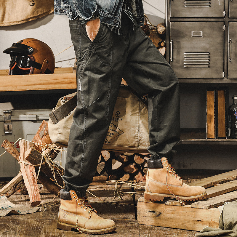 杰雷諾美式工裝褲子男直筒寬鬆潮牌2024年春秋新款水洗做舊休閒褲