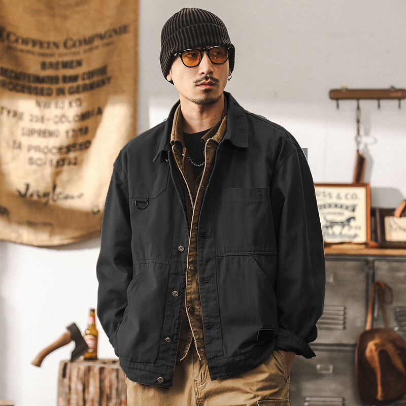美式重磅復古牛仔外套男秋季潮牌2024新款休閒帥氣硬漢工裝夾克男