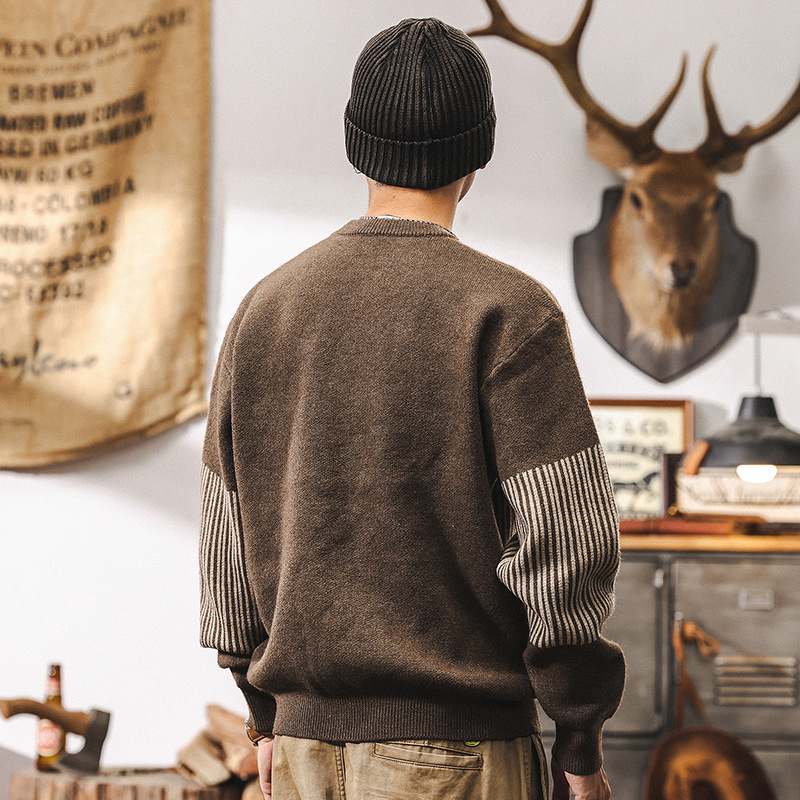 美式復古698g重磅毛衣男冬季加厚針織衫寬鬆2025新款男士秋冬外套