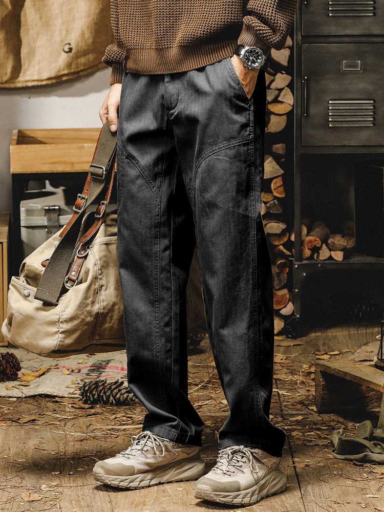 美式復古工裝褲子男春秋款2024年新款寬鬆直筒潮牌簡約基礎休閒褲