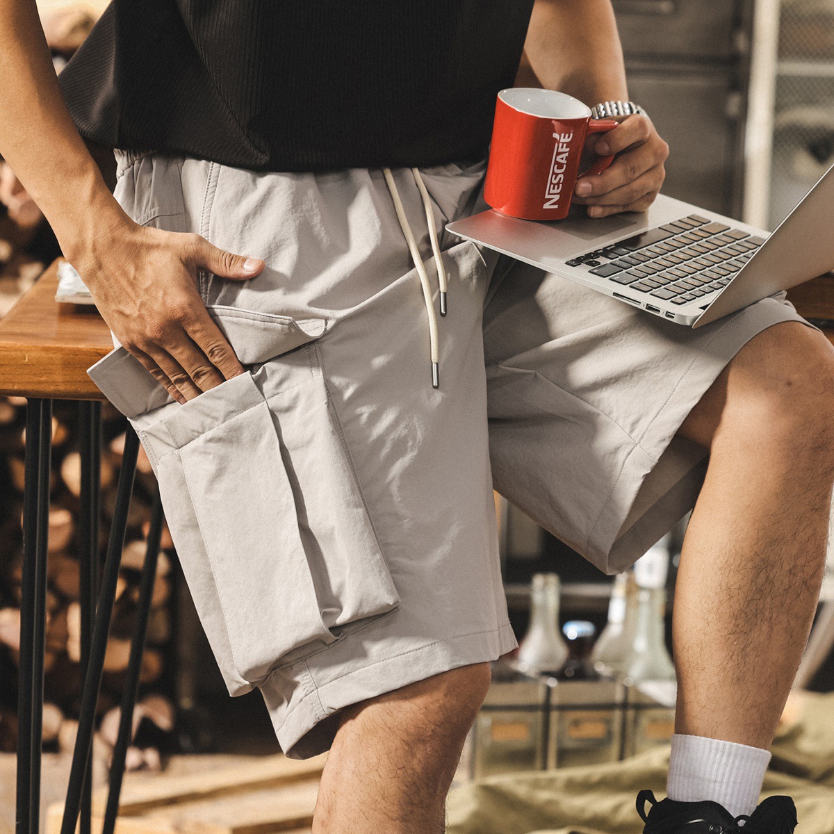 美式復古工裝短褲男士夏季新款潮牌卡其色休閒中褲寬鬆潮流五分褲