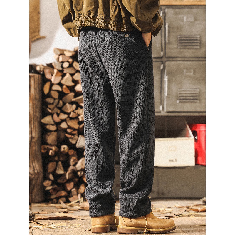 高級感雪尼爾褲子男士2025新款秋冬加厚潮牌寬鬆直筒美式休閒褲男