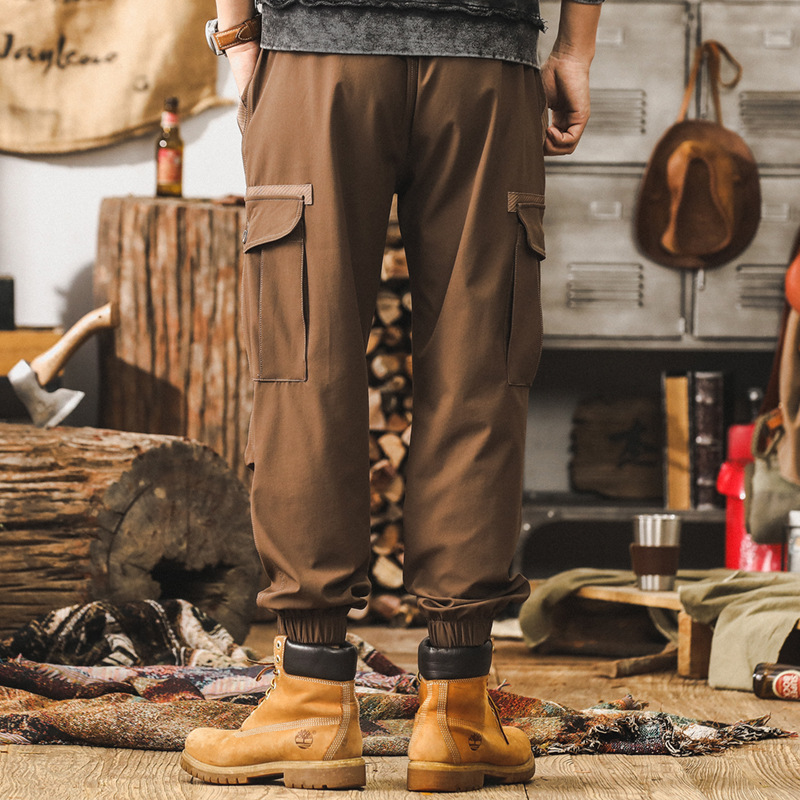 美式復古工裝褲子男春秋款潮牌城市戶外運動通勤防潑水寬鬆休閒褲