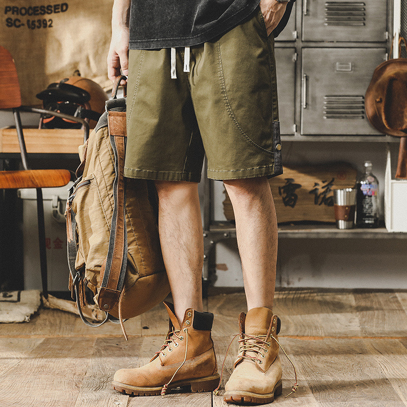 杰雷諾美式經典工裝短褲男夏季復古潮流休閒戶外機能彈力五分中褲