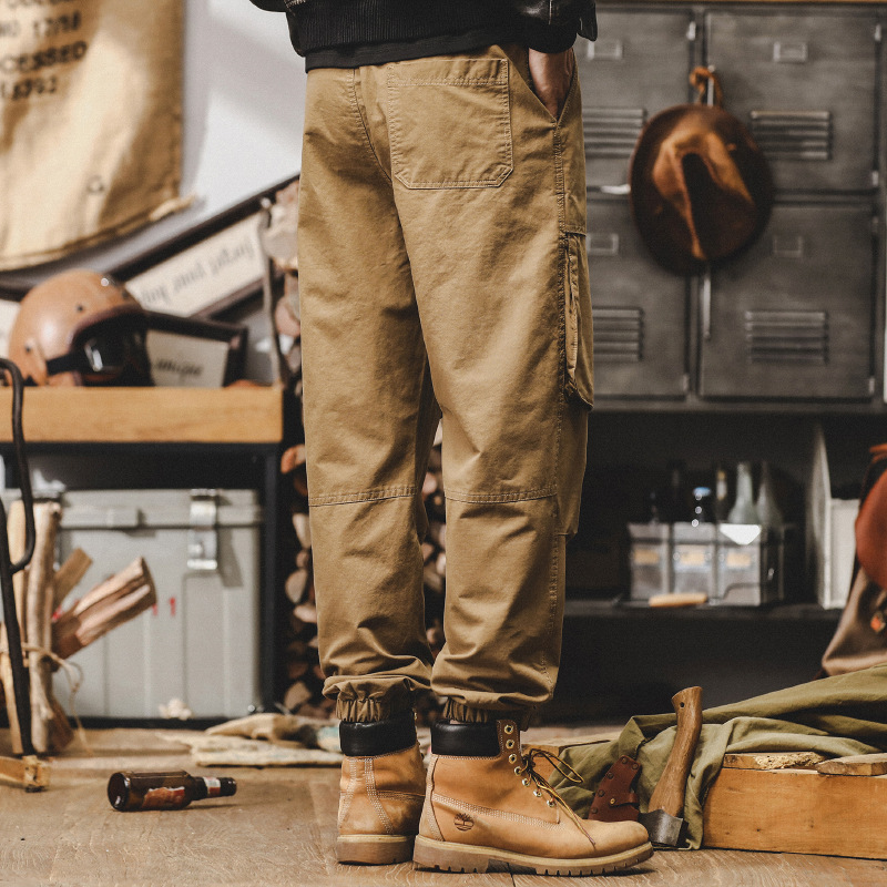 傑雷諾美式複古寬松工裝褲男2024新款多袋傘兵褲子男秋季休閑長褲